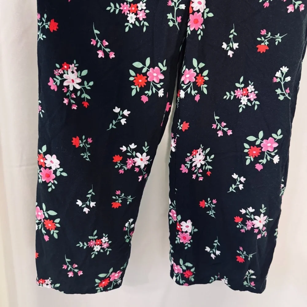 Abercrombie Kids Girls 7/8 Navy Floral Jumpsuit Sleeveless Romper Cottagecore